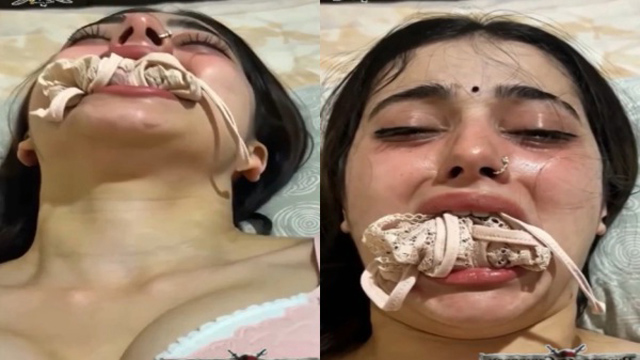 Crying Woman With Panties in Mouth Viral Orgasm Hot Expression Video
