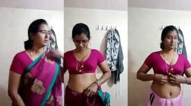 Hot Telugu Aunty Saree Strip Boobs Show Viral